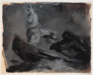 Charons Boot. Psyche wird über den Fluss Styx geführt von Oluf Hartmann
