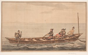 Konebåd. Illustration zu W.A. Graah. Forschungsreise zur Ostküste Grönlands von Oluf Olufsen Bagge
