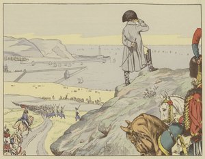 Im Lager von Boulogne blickte Napoleon ständig über den Kanal nach England, September 1803 von Onfray de Breville Job