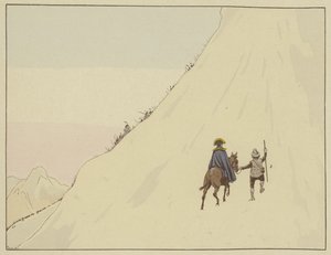 Napoleon überquerte den Mont St. Bernard auf einem Maultier, geführt von einem jungen Mann, den er großzügig belohnte, 16. Mai 1800
