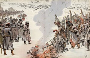 Napoleons Russlandfeldzug, Verbrennen der Standarten, 23. November 1812 von Onfray de Breville Job