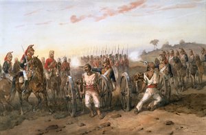 Meuterer kurz vor der Hinrichtung durch die Bengal Horse Artillery, ca. 1858