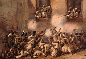 Die 93. Highlander stürmen die Bresche bei der Erstürmung von Secundrabagh, Lucknow, 16. November 1857