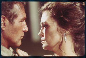 Paul Newman und Faye Dunaway am Set von 