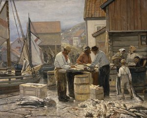 Fischmarkt in Ålesund von Oscar Arnold Wergeland