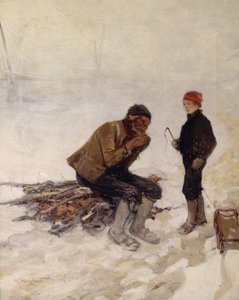Alter Mann und Junge auf dem Eis von Oscar Arnold Wergeland