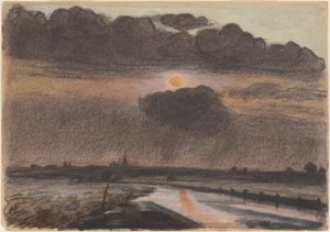 Sonnenuntergang am Fluss von Oscar Bluemner