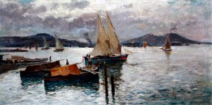 Die Bucht von Neapel, ca. 1900 von Oscar Ricciardi