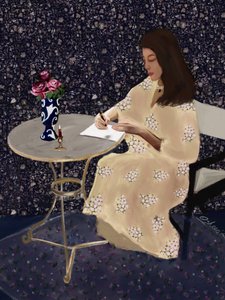 Elegante Frau beim Schreiben von Osheensgallery