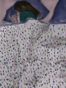 Frau im Blumenbett von Osheensgallery
