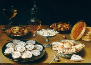 Gerichte mit Austern, Obst und Wein von Osias the Elder Beert