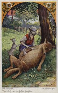 Szene aus Der Wolf und die sieben jungen Geißlein, von den Brüdern Grimm von Oskar Herrfurth