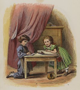 Zwei Kinder lesen Bücher von Oskar Pletsch