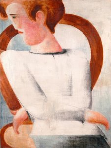 Weißer Jüngling auf geschweiftem Stuhl von Oskar Schlemmer