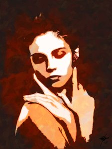 Stimmungsvolle Orange Frau von Osvaldo Russo