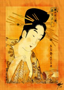 Ukiyo-e Frau beim Lesen von Osvaldo Russo