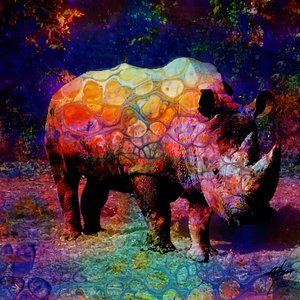 Lebhaftes Psychedelisches Nashorn von Osvaldo Russo