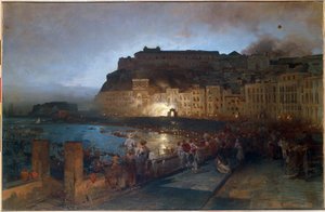 Feuerwerk in Neapel (Italien) von Oswald Achenbach