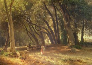 Im Garten der Villa Borghese von Oswald Achenbach