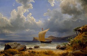 Segelboot in einer italienischen Bucht