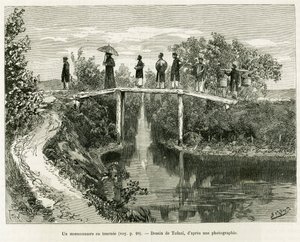 Ein Missionar auf Reisen. Gravur von Tofani zur Illustration der Geschichte Trente mois au Tonkin, 1884, von Dr. Paul Hocquard, in Le Tour du monde 1890, unter der Leitung von Edouard Charton (1807-1890), Hachette, Paris. von Oswaldo Tofani