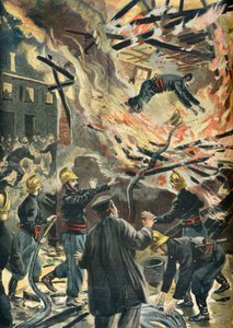 Tod des Feuerwehrmanns Bailly bei einem Mühlenbrand in Bourges 1898 von Oswaldo Tofani