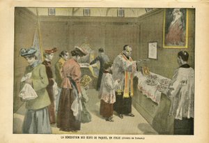 Illustration von Oswaldo Tofani (1849-1915) in Le Pelerin, 03/04/04 - Die Segnung der Ostereier in Italien - Italien, Religion Glaube, Ostern, Katholizismus - Ei von Oswaldo Tofani