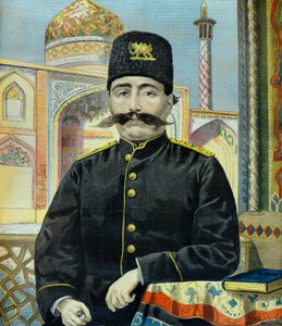 Porträt des Schahs von Persien Shah Mozaffer Ed Dine (Gravur)