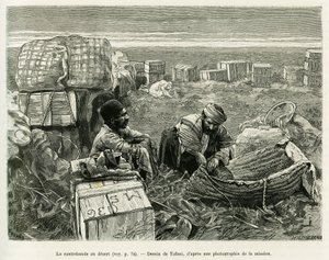 Schmuggel archäologischer Ausgrabungen in der persischen Wüste. Gravur von Tofani zur Illustration der Geschichte A Suse