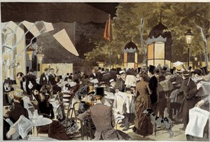 Die Boulevards in der Wahlnacht Café-Terrasse. Nach einem Gemälde von Osvaldo Tofani