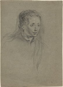 Junge Frau mit geflochtenem Haar und Schleier von Ottavio Leoni