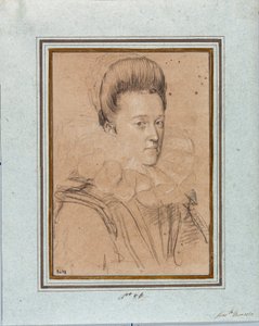 Porträt von Eleonore de Medicis (Eleonora de Medici) (1567-1611), Ehefrau von Vincent I. von Gonzague, Herzog von Mantua (Vincenzo I. Gonzaga, Herzog von Mantua) (1562-1612). Zeichnung von Ottavio Leoni (1578-1630) Genua, Musei di Strada Nuova, Inv. 2432 von Ottavio Mario Leoni