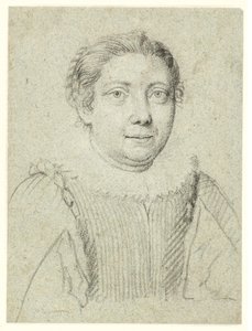 Porträt einer Frau, Halbfigur nach rechts gewandt