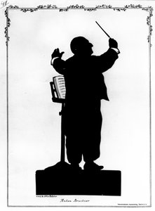 Silhouette von Anton Bruckner (1824-96), österreichischer Komponist, dirigierend (Gravur) von Otto (after) Bohler