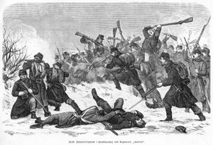 Erstes Infanterieregiment im Handgemenge mit dem Regiment "Martini", veröffentlicht 1865