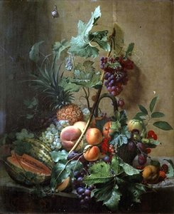 Stillleben mit Melone, Pflaumen, Pfirsichen von Otto Didrik Ottesen