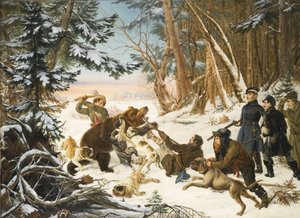 Alexander II (Kaiser von Russland) - Der Zarewitsch Alexander Nikolajewitsch auf Bärenjagd am Stadtrand von Moskau