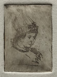 Kleiner Kopf mit Haube, 1878 von Otto H. Bacher