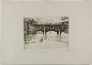 Ponte Vecchio, zerstörte Platte von Otto Henry Bacher