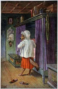 Der Wolf verkleidet sich als Großmutter, ca. 1910 (Postkarte) von Otto Kubel
