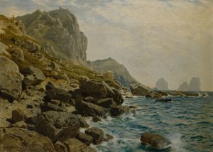Dramatische Küstenlandschaft mit Boot von Otto Ludvig Sinding