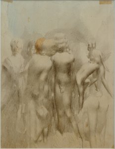 Gruppe nackter Jungen im Freien (Badende)