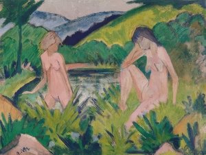 Mädchen am Wasser von Otto Mueller