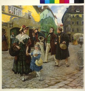 Franz Schubert beim Spaziergang mit Freunden von Otto Robert Nowak
