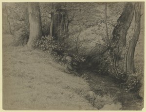 Bachlandschaft mit Jungen von Otto Scholderer