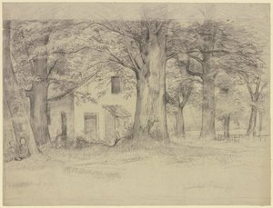 Haus hinter Bäumen von Otto Scholderer