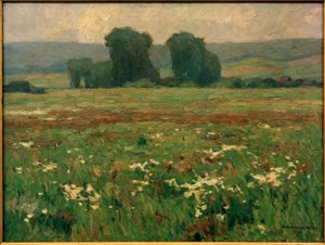 Pappeln in blühender Wiese von Otto Ubbelohde