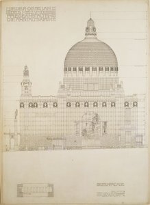 Entwurf für die Kirche von Steinhof, Wiens zentrales Krankenhaus für psychisch Kranke von Otto Wagner