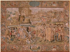 Triumphe und Schlachten des Erzherzogs Albrecht. Die Eroberung der Stadt Hulst. Siebter Wandteppich der Serie. von Otto van Veen