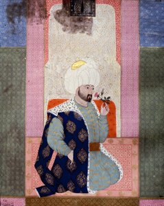 Osmanisches Reich: Porträt von Sultan Mehmet Celebi I, Miniatur aus dem Manuskript Zubdat al Tawarikh von Seyyid Loqman Ashuri